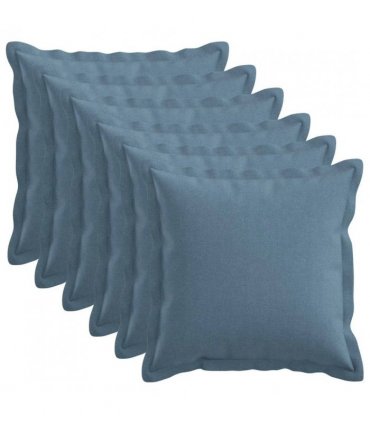 vidaXL Cushion with Pillow HOUTEN 6 pcs Jeans Blue Faux Linen — Size: 50 x 50 cm
