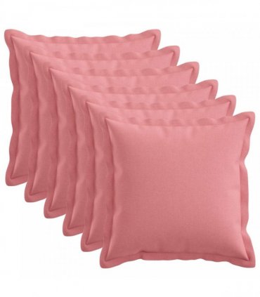 vidaXL Cushion with Pillow HOUTEN 6 pcs Pink Faux Linen — Size: 50 x 50 cm