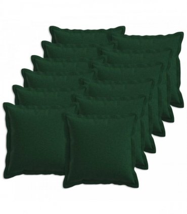 vidaXL Cushion with Pillow HOUTEN 12 pcs Dark Green Faux Linen — Size: 45 x 45 cm