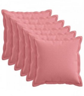 vidaXL Cushion with Pillow HOUTEN 6 pcs Pink Faux Linen — Size: 40 x 40 cm