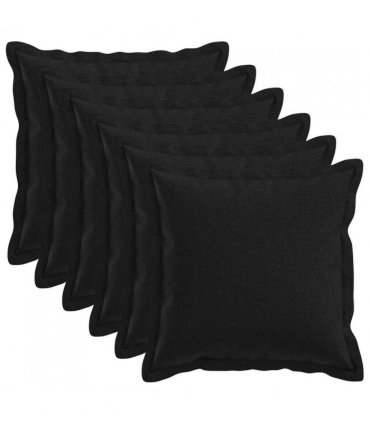 vidaXL Cushion with Pillow HOUTEN 6 pcs Black Faux Linen — Size: 40 x 40 cm