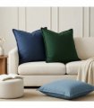 vidaXL Cushion with Pillow HOUTEN 2 pcs Dark Green Faux Linen — Size: 80 x 80 cm