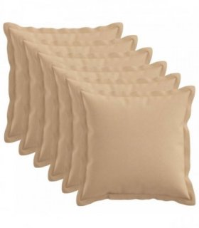 vidaXL Cushion with Pillow HOUTEN 6 pcs Cream Faux Linen — Size: 35 x 35 cm
