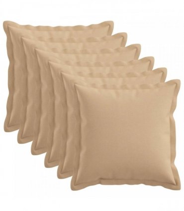vidaXL Cushion with Pillow HOUTEN 6 pcs Cream Faux Linen — Size: 35 x 35 cm