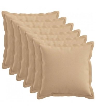 vidaXL Cushion with Pillow HOUTEN 6 pcs Cream Faux Linen — Size: 35 x 35 cm