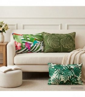 vidaXL Cushion Leaf with Pillow HOUTEN 2 pcs Leaf Pattern Polyester — Size: 50 x 75 cm