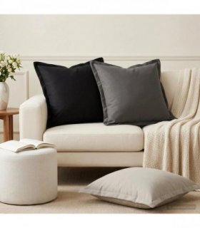 vidaXL Cushion with Pillow HOUTEN 12 pcs Black Polyester — Size: 45 x 45 cm