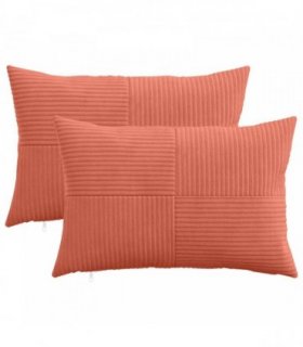 vidaXL Cushion Cover 2 pcs ALMELO Red Orange 30 x 50 cm Corduroy