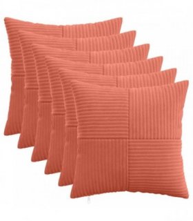 vidaXL Cushion Cover 6 pcs ALMELO Red Orange 40 x 40 cm Corduroy