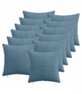 vidaXL Cushion Cover 12 pcs ALMELO Blue 45 x 45 cm Corduroy