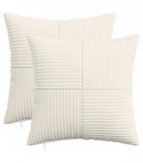 vidaXL Cushion Cover 2 pcs ALMELO Cream 50 x 50 cm Corduroy
