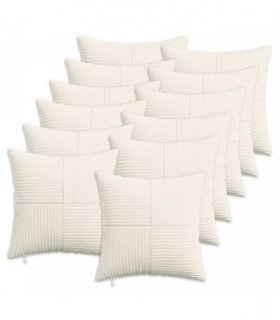 vidaXL Cushion Cover 12 pcs ALMELO Cream 45 x 45 cm Corduroy