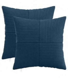 vidaXL Cushion Cover 2 pcs ALMELO Navy Blue 35 x 35 cm Corduroy