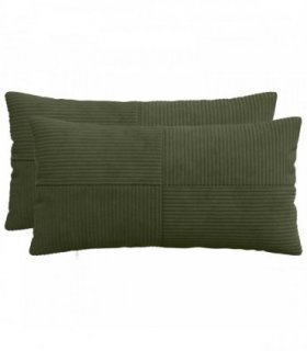 vidaXL Cushion Cover 2 pcs ALMELO Green 40 x 70 cm Corduroy