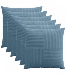 vidaXL Cushion Cover 6 pcs ALMELO Blue 60 x 60 cm Corduroy