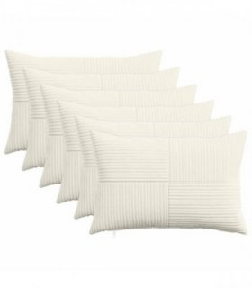 vidaXL Cushion Cover 6 pcs ALMELO Cream 50 x 75 cm Corduroy