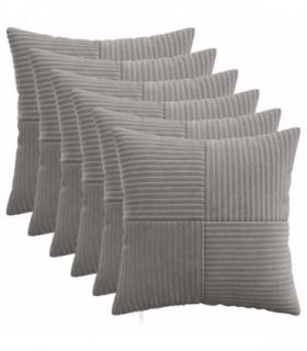 vidaXL Cushion Cover 6 pcs ALMELO Light Grey 30 x 30 cm Corduroy