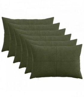 vidaXL Cushion Cover 6 pcs ALMELO Green 40 x 60 cm Corduroy