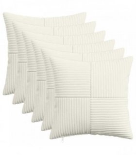 vidaXL Cushion Cover 6 pcs ALMELO Cream 35 x 35 cm Corduroy