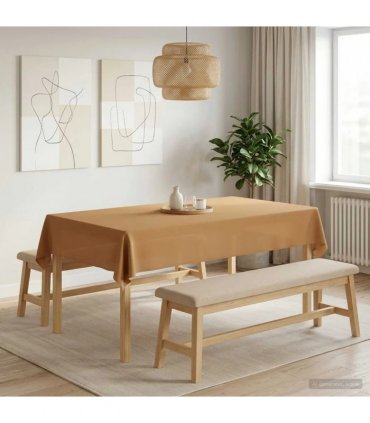 vidaXL Table Cloth Rectangular Beige 140 x 260 cm Polyester