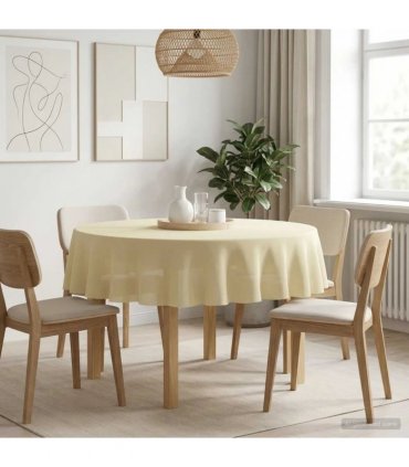 vidaXL Table Cloth Round Cream White Ø 140 cm Polyester