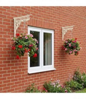 vidaXL Wall Shelf Brackets 2 pcs Antique White 27.5 x 23 x 4 cm Steel