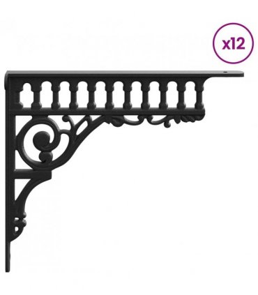 vidaXL Wall Shelf Brackets 12 pcs Black 27.5 x 23 x 4 cm Steel