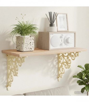 vidaXL Wall Shelf Brackets 12 pcs Antique White 24 x 24 x 3.5 cm Steel — Size: 23 x 27.5 cm