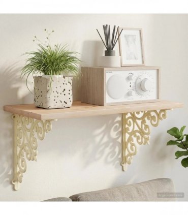 vidaXL Wall Shelf Brackets 2 pcs Antique White 24 x 24 x 3.5 cm Steel — Size: 23 x 27.5 cm