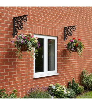 vidaXL Wall Shelf Brackets 2 pcs Black 14 x 14 x 3.5 cm Steel — Size: 12 x 18 cm