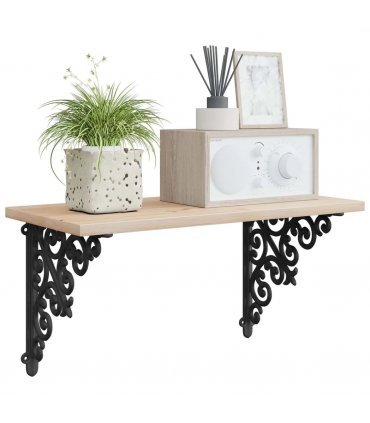 vidaXL Wall Shelf Brackets 2 pcs Black 14 x 14 x 3.5 cm Steel — Size: 12 x 18 cm