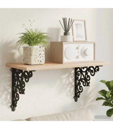 vidaXL Wall Shelf Brackets 2 pcs Black 14 x 14 x 3.5 cm Steel — Size: 12 x 18 cm