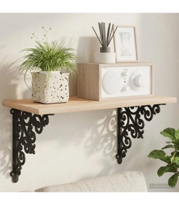 vidaXL Wall Shelf Brackets 2 pcs Black 24 x 24 x 3.5 cm Steel — Size: 23 x 27.5 cm