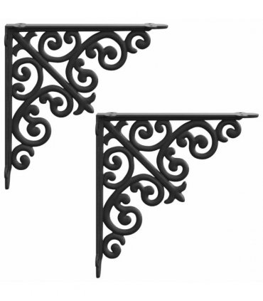 vidaXL Wall Shelf Brackets 2 pcs Black 24 x 24 x 3.5 cm Steel — Size: 23 x 27.5 cm