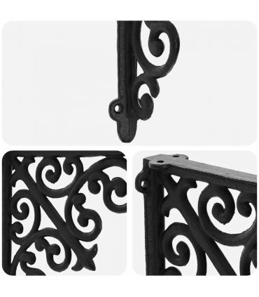 vidaXL Wall Shelf Brackets 2 pcs Black 24 x 24 x 3.5 cm Steel — Size: 23 x 27.5 cm