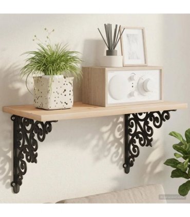 vidaXL Wall Shelf Brackets 12 pcs Black 14 x 14 x 3.5 cm Steel — Size: 12 x 18 cm