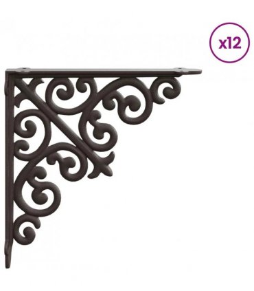 vidaXL Wall Shelf Brackets 12 pcs Antique Brown 14 x 14 x 3.5 cm Steel — Size: 12 x 18 cm