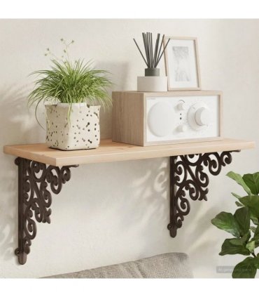 vidaXL Wall Shelf Brackets 12 pcs Antique Brown 14 x 14 x 3.5 cm Steel — Size: 12 x 18 cm