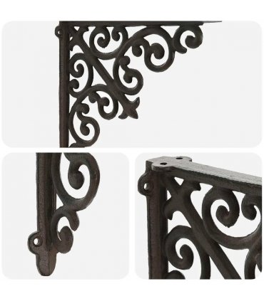 vidaXL Wall Shelf Brackets 2 pcs Antique Brown 24 x 24 x 3.5 cm Steel — Size: 23 x 27.5 cm