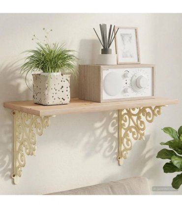 vidaXL Wall Shelf Brackets 12 pcs Antique White 14 x 14 x 3.5 cm Steel — Size: 12 x 18 cm