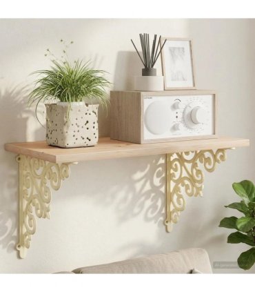 vidaXL Wall Shelf Brackets 2 pcs Antique White 14 x 14 x 3.5 cm Steel — Size: 12 x 18 cm