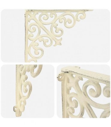 vidaXL Wall Shelf Brackets 2 pcs Antique White 14 x 14 x 3.5 cm Steel — Size: 12 x 18 cm