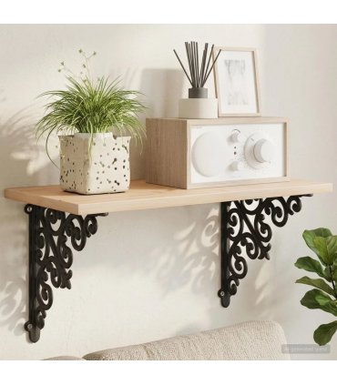 vidaXL Wall Shelf Brackets 12 pcs Black 9.5 x 9.5 x 3 cm Steel — Size: 10 x 10 cm