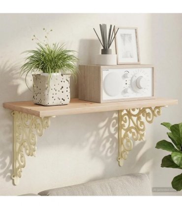 vidaXL Wall Shelf Brackets 12 pcs Antique White 9.5 x 9.5 x 3 cm Steel — Size: 10 x 10 cm