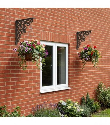 vidaXL Wall Shelf Brackets 2 pcs Antique Brown 14 x 14 x 3.5 cm Steel — Size: 12 x 18 cm