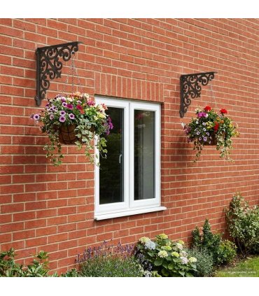 vidaXL Wall Shelf Brackets 2 pcs Antique Brown 14 x 14 x 3.5 cm Steel — Size: 12 x 18 cm