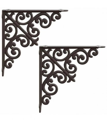 vidaXL Wall Shelf Brackets 2 pcs Antique Brown 14 x 14 x 3.5 cm Steel — Size: 12 x 18 cm