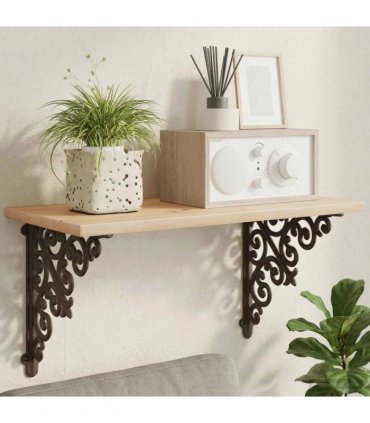 vidaXL Wall Shelf Brackets 2 pcs Antique Brown 14 x 14 x 3.5 cm Steel — Size: 12 x 18 cm