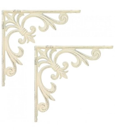 vidaXL Wall Shelf Brackets 2 pcs Antique White 21.5 x 21.5 x 3.5 cm — Size: 21 x 21 cm
