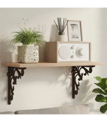 vidaXL Wall Shelf Brackets 2 pcs Antique Brown 21.5 x 21.5 x 3.5 cm — Size: 21 x 21 cm